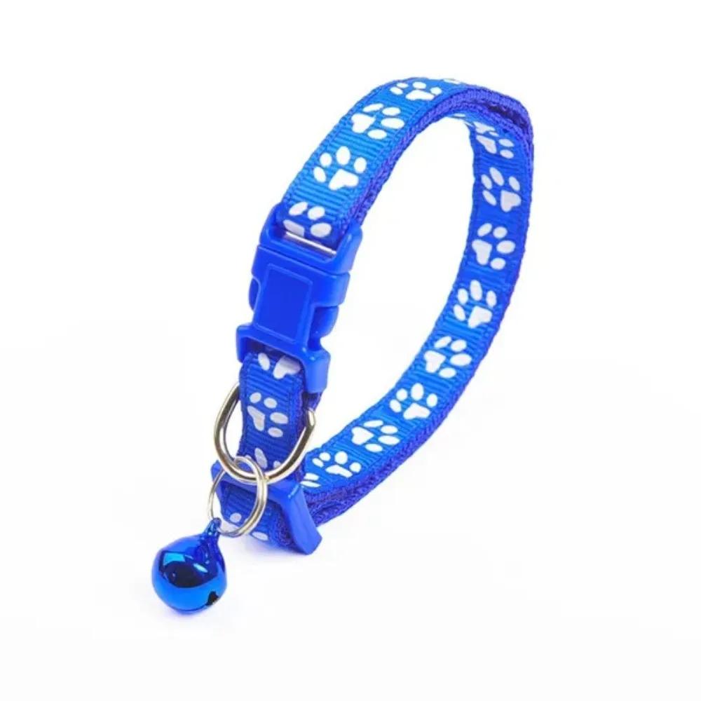 Stoffhalsband für Hunde und Katzen, Halsband mit Glocke mit einzelnen Pfotenabdrücken, Katzenschnallenhalsband