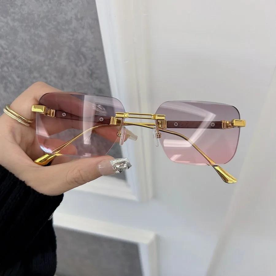 Designer Brand Square Sunglasses Women Men Geometric Small Frame Sun Glasses Female Mirror Colors Rimless Stylish Fashion