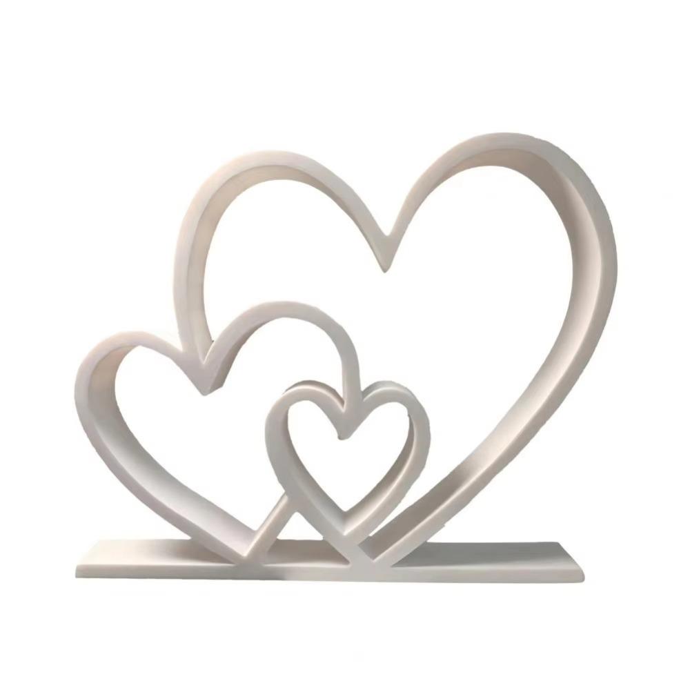 Romantic Heart-to-Heart Statue Plastic Love Heart Figurine Heart-shaped Sculpture  Bookshelf Decor
