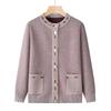 Yalu Women's Plush-Lined Cardigan Sweater for Elderly