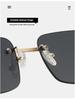 2025 Frameless Cut-Edge Men's Sunglasses with Leopard Temple - European & American High-End Trend