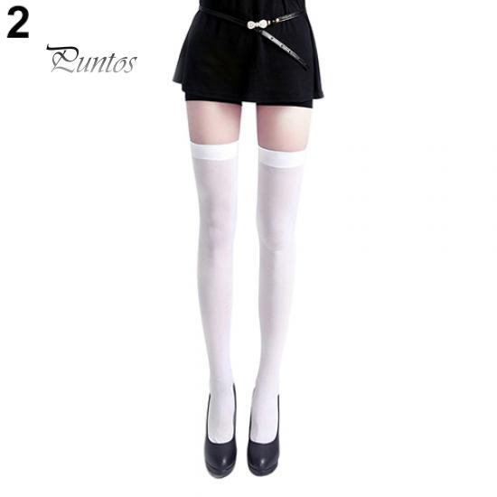 

Женские сексуальные однотонные непрозрачные сексуальные чулки выше колена белый
