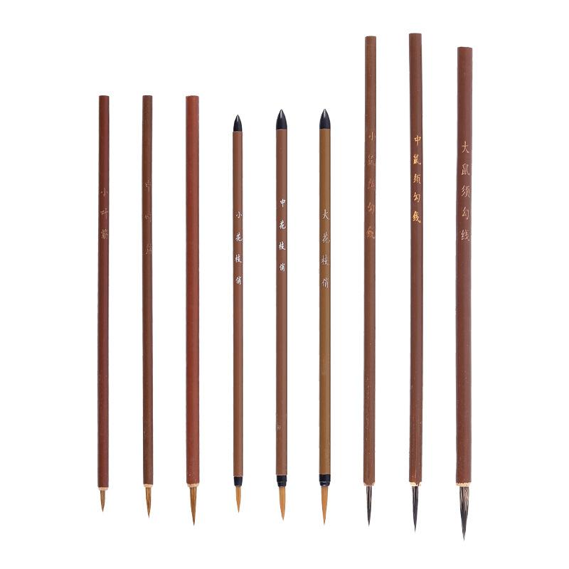 

Handmade Wolf Hair Calligraphy Brush Fine Tip for Gongbi Painting Bird Figure Detail Small Regular Script Natural Bamboo Handle