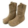 Early autumn retro small short boots children's new autumn and winter piled thick cotton boots Martin boots flat-bottomed stacking boots