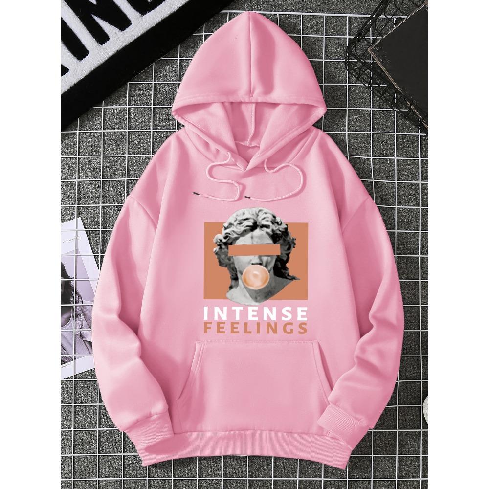 INTENSE FEELINGS Creative Printing Female Hoodies Pocket Loose Pullover Hip Hop Women Multicolor Hoodie Casual Clothes