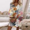 S-5XL Abito a strati con stampa Paisley, abito da vacanza con scollo a V e maniche svasate, abbigliamento da donna