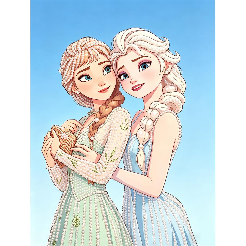 

Disney Pearl Painting Frozen Anna and Elsa Sisters Handmade DIY Pearl Gem Painting Pictures Crafts Special Shape Home Wall Decoration 30x40
