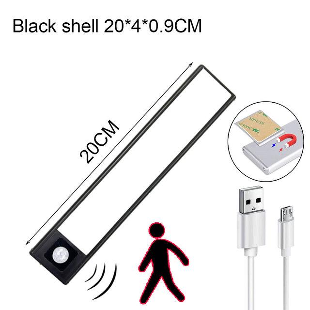 

Светодиодный беспроводной USB 20/40/50 см ночник с датчиком движения, светильник для шкафа, коридора, лампы для кухонного шкафа, спальни