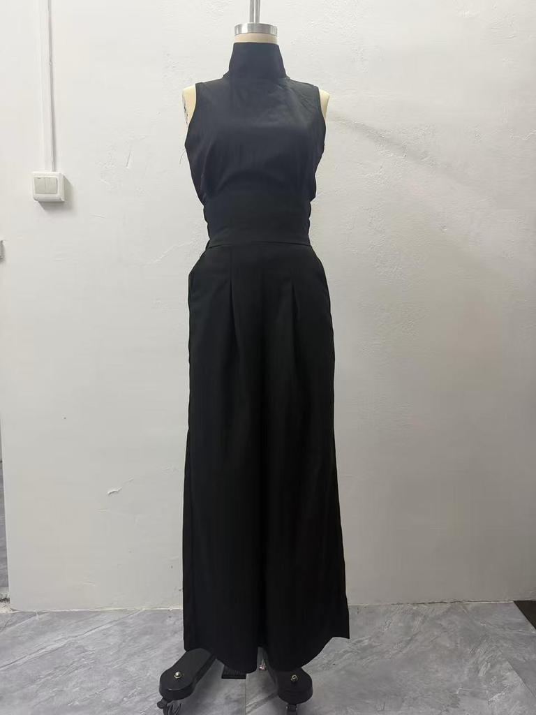Colección Europea Primavera 2026: Conjunto de Top sin Mangas y Pantalones de Pierna Ancha de Mezcla de Algodón y Lino de Color Sólido para Mujer