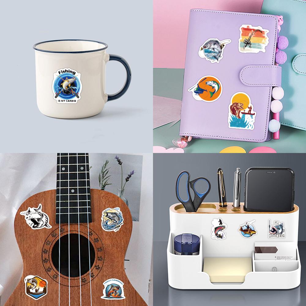 10 30 60Pcspack Fishing Stickers Waterproof Skateboard Motorcycle Guitar Luggage Laptop Bicycle Sticker