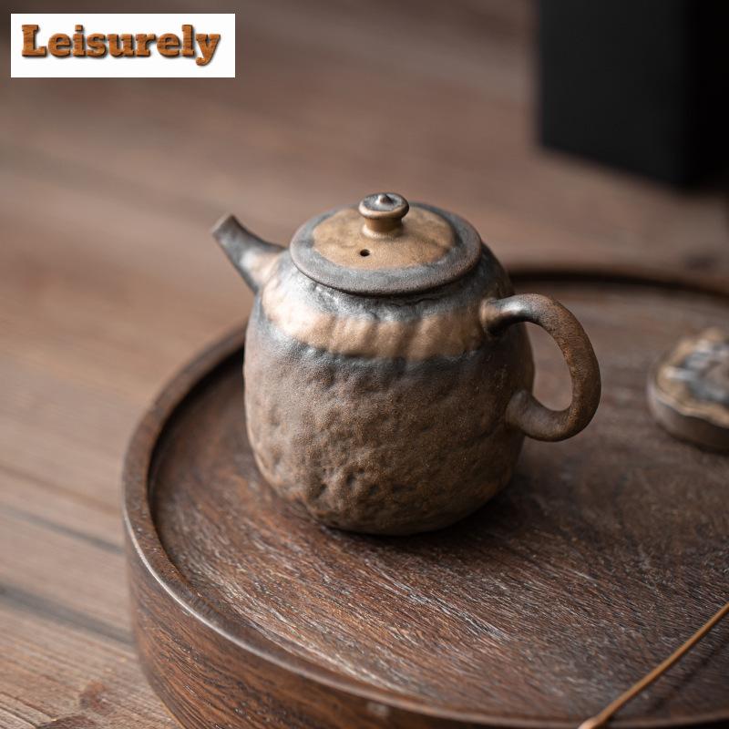 220 ml ručně vyráběná konvice z pozlacené železné glazury Old Rock Mud Tvrdohlavá kamenná konvice Konvice na vaření čaje s infuzérem Puer Tea Items Craft