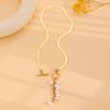 Imitation Pearl Tassel Flat Snake Bone Necklace For Women Fashionable Personalized Daily Accessory Party Jewelry Birthday Gifts