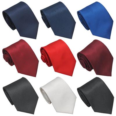 Vyriškas juodas ir raudonas verslo kasdienio stiliaus šilko tvilo kaklaraištis - 8 cm vienspalvis
