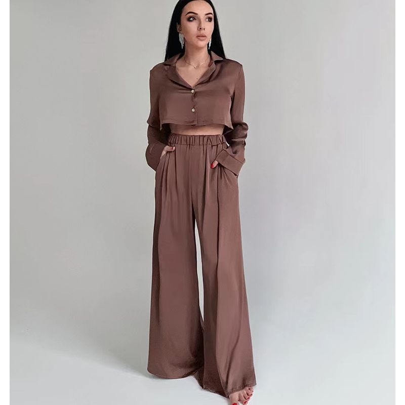 Fashion Wind New New Fashion Short Tops Loose Pants Two-piece Set Top Long Pants Suit