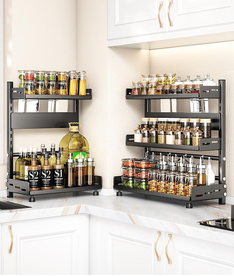 Multi-layer Kitchen Utensil Organizer: Knife Holder & Condiment Rack