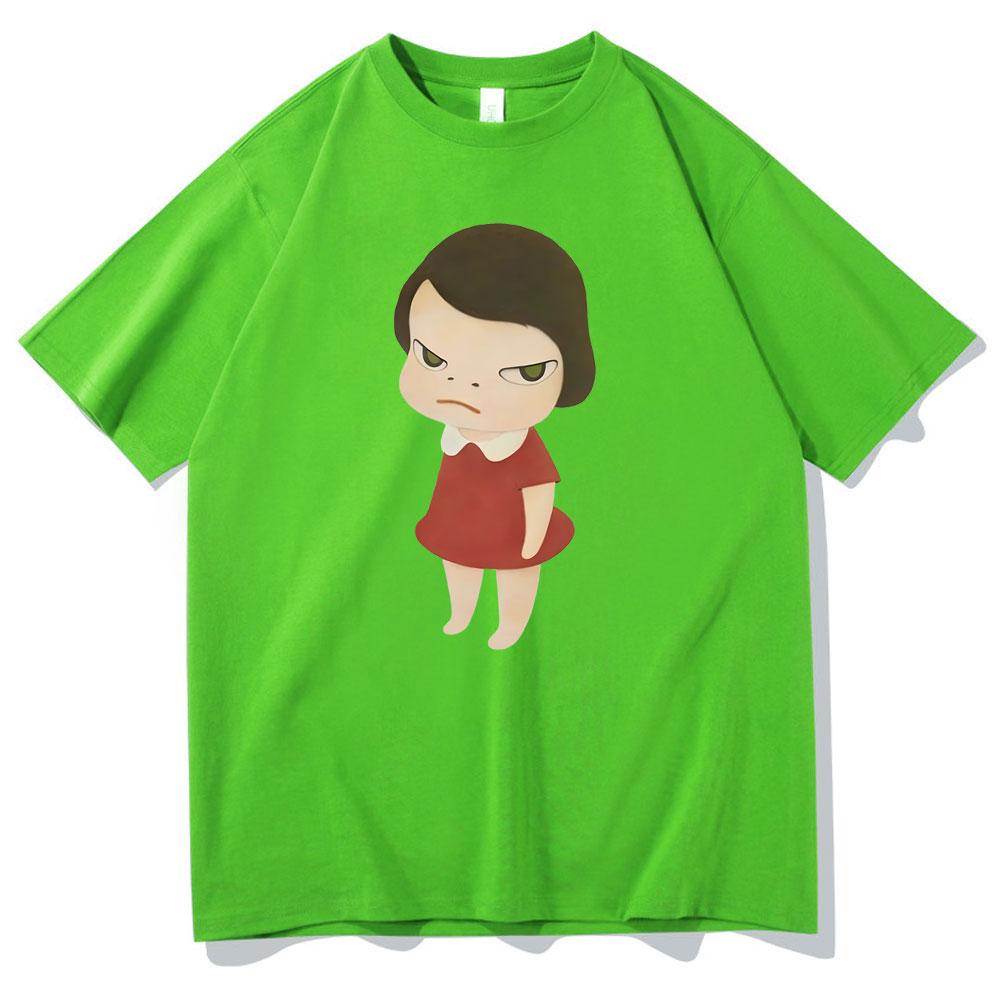 Yoshitomo Nara Red Dress Girl Graphic Print Tshirt Men Women Fashion Cartoon Harajuku Tshirts Male Cute Funny Oversized T Shirt