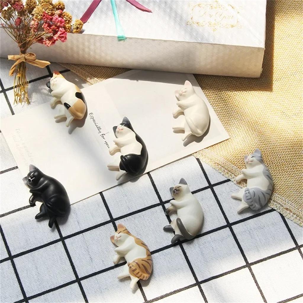 DW93 5pcs Kawaii Resin Mini Sleeping Cat Mini Figures Miniature Things Statues Dollhouse Room Home Decor Items Desk Accessories