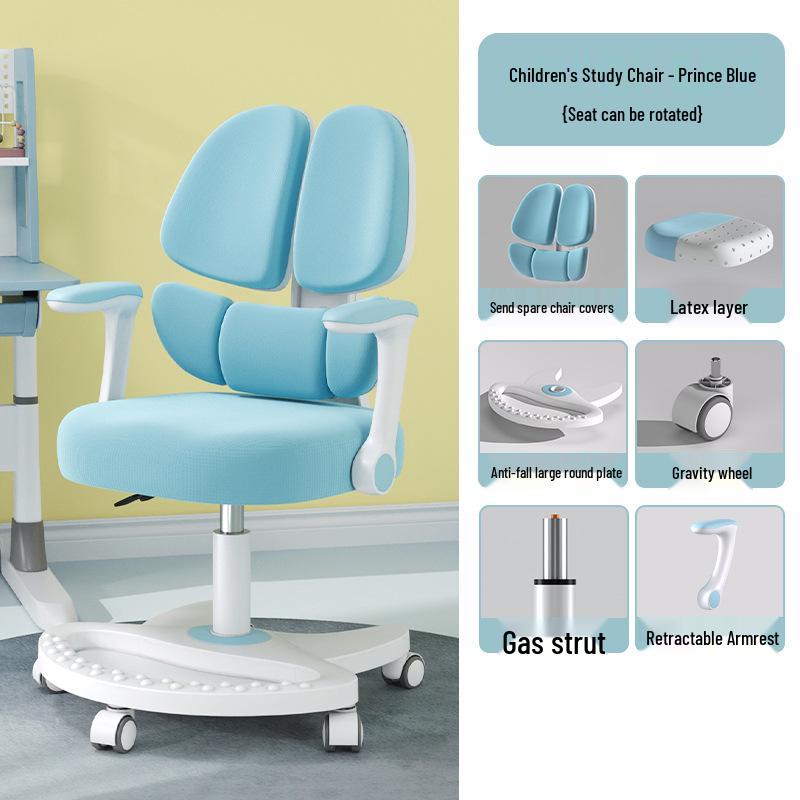 Adjustable Children's Writing Chair with Lumbar Support and Footrest for Proper Posture
