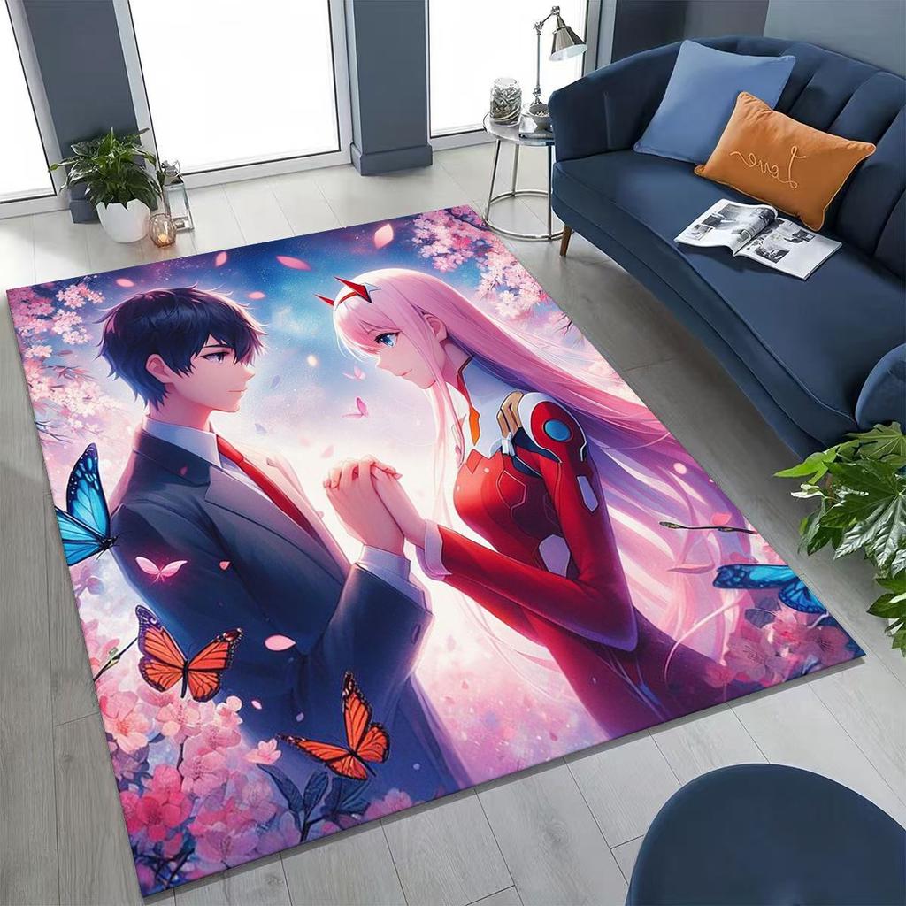 002 Zero Two DARLING in FRANXX Sexy Girl Cartoon Carpet Rug for Bedroom Living Room Sofa Home Doormat Decor,Non-slip Floor Mat