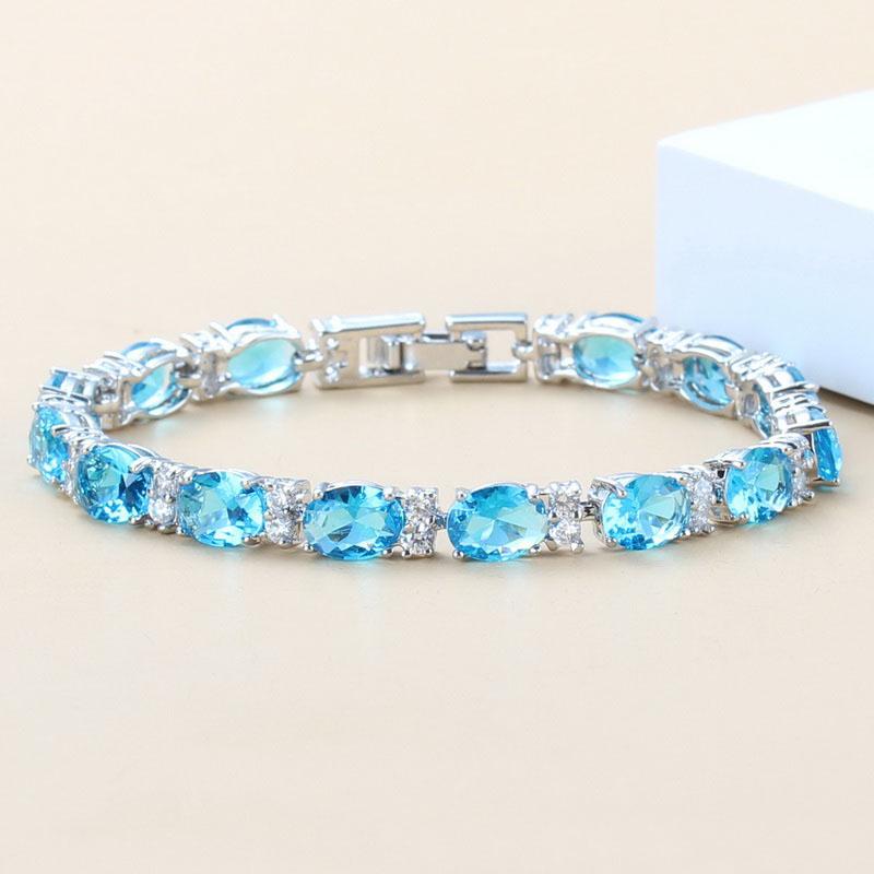 12-kolorowa biżuteria modowa ze zdrowiem z cyrkonią sześcienną 925 Mark Wedding Accessories Charm Bransoletka Bangle dla kobiet Prezent