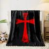Red Templar Cross Blanket  Printed Blanket for Living Room Bed Couch lunch break Soft Cozy Blanket for Friend's festival Gift