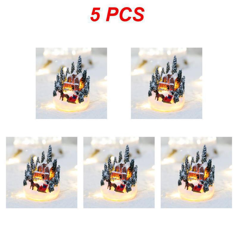 Christmas Decorations Resin House Luminous Ornaments Christmas Micro Landscape Christmas Small House Christmas Gift