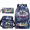 Cartoon Teacup Head Cuphead Student Backpack Oblique Span Bag Pencil Bag Primary And Secondary School Students Children'S Schoolbag Three-Piece Set