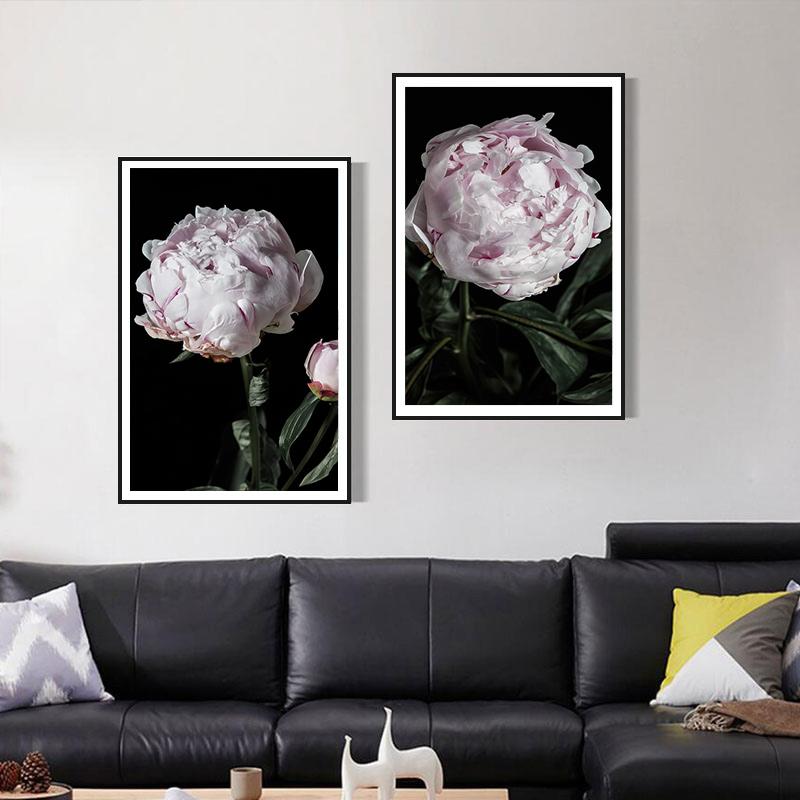 Peony Flower Canvas Poster Nordic Pink White Floral Botanical Print Wall Art Painting Scandinavian Decoration Picture Room Decor