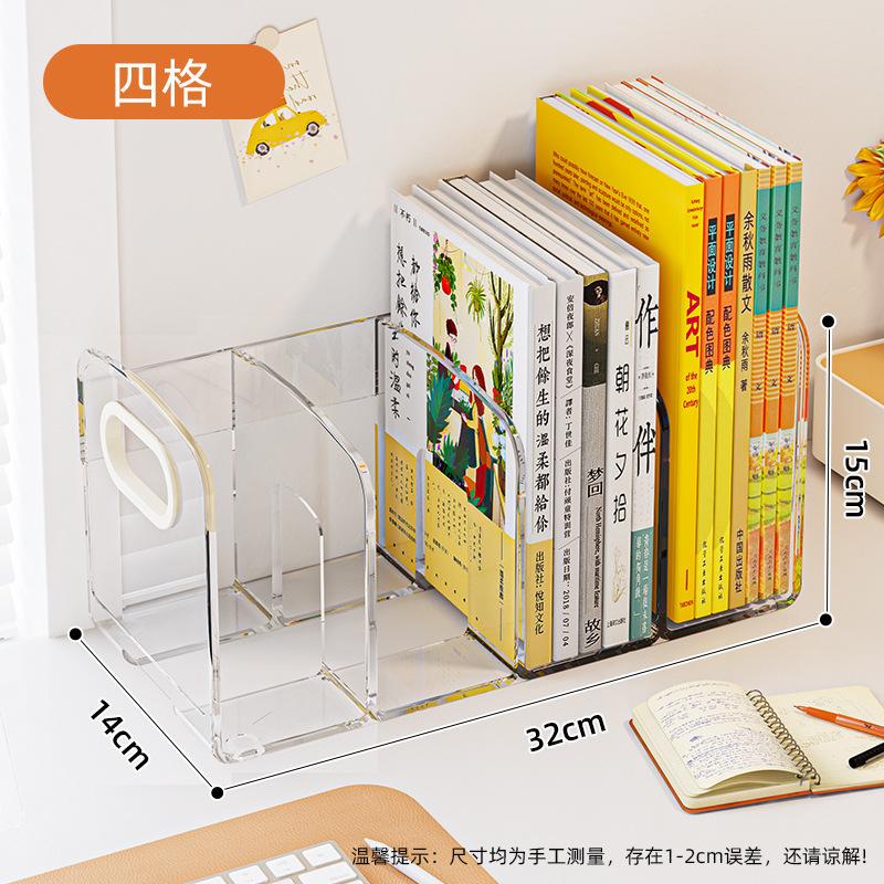Plastic Desktop Book Holder Bookends Convenient Desk Organizer with Handle Desktop Sorting Rack Divided Book Stand