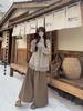 Women's Plus Size Retro Long Sleeve Shirt with Flowy Ribbons, Lace Patchwork, Autumn/Winter Layered Design