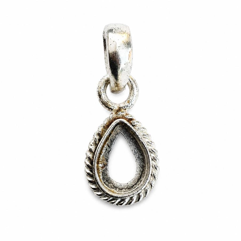 Handmade 925 Sterling Silver Pendant Bezel Setting, Teardrop Pendant Blank Mounting, Jewelry Making Supply