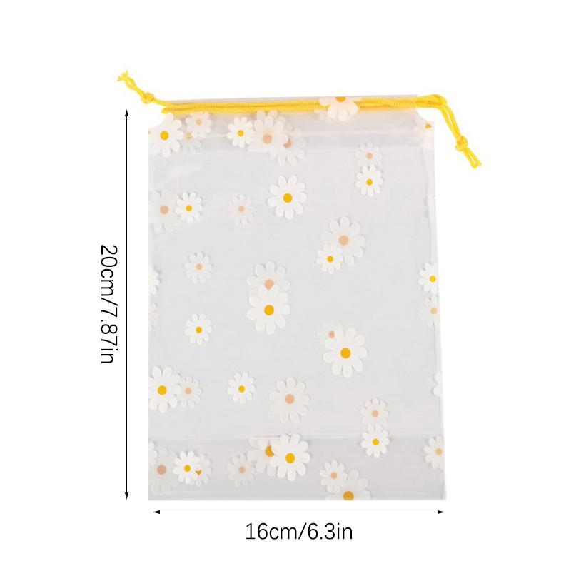 10PCS Drawstring Waterproof Clothes Shoes Storage Bags EVA Daisy Pattern Packaging Organizer Waterproof Makeup Toiletry Bags