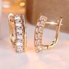 Single Row Round Stone White Zircon Hoop Earrings For Women Vintage Gold Color Wedding Party Jewelry