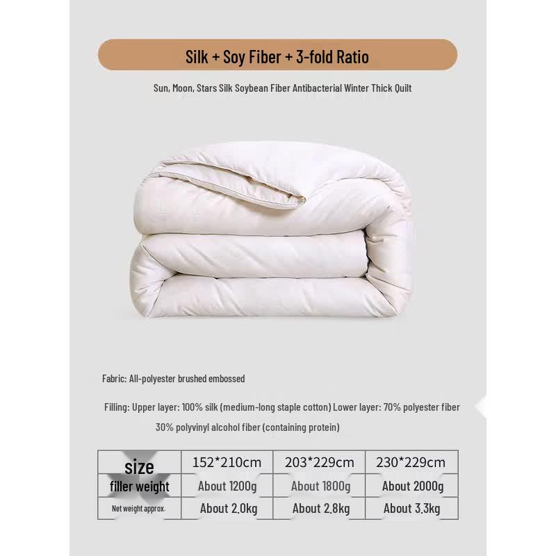 FUANNA Gold CP Silk Soy Blend Winter Quilt, 230x229cm