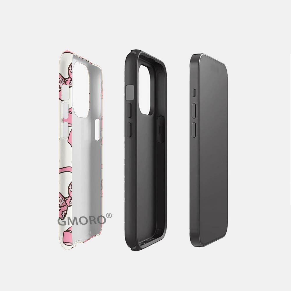 Pink Bow Is Suitable for Iphone17promax Anti-drop Two-in-one Film Case Apple 16 Mobile Phone Case.
