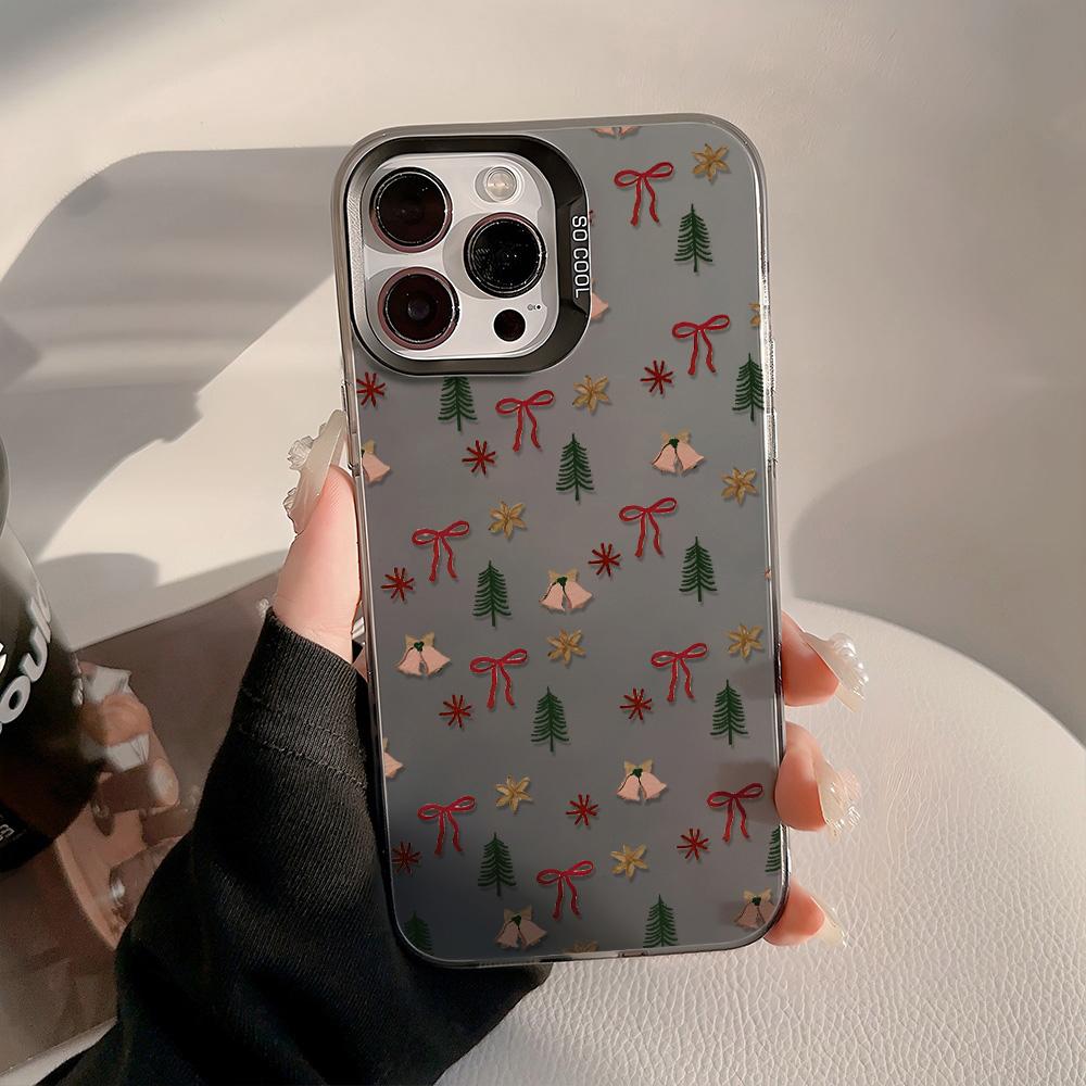 Snowflakes Christmas Bowknot Phone Case For iPhone 17 Pro Case iPhone 16 13 15 14 12 11 17 Pro Max IMD Shockproof Bumper Cover