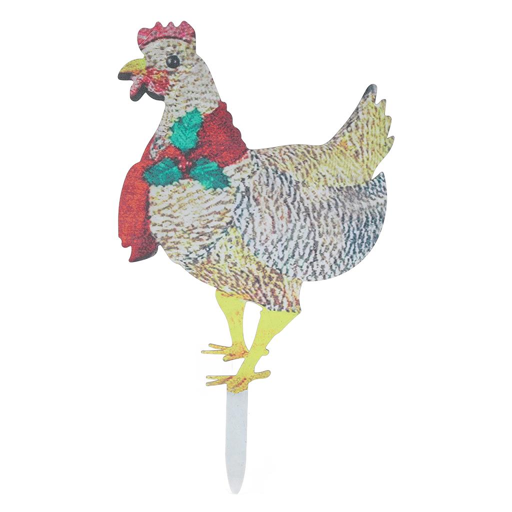 Light Up Christmas Decoration Light Hen with Scarf Yard Decor Garden Stake for Indoor Outdoor Room