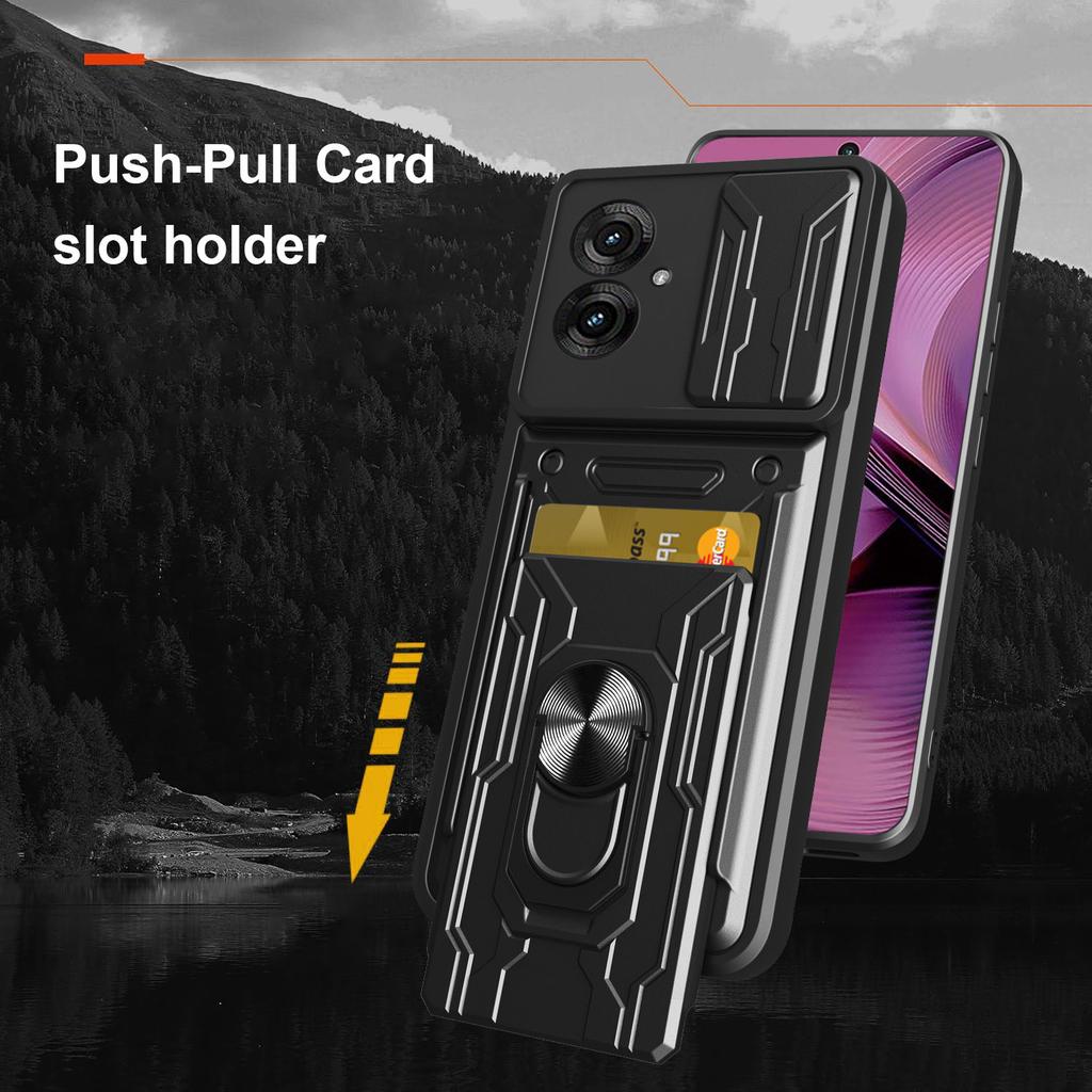 For Motorola Moto G55 5G Case PC+TPU Kickstand Phone Back Cover with Camera Slider