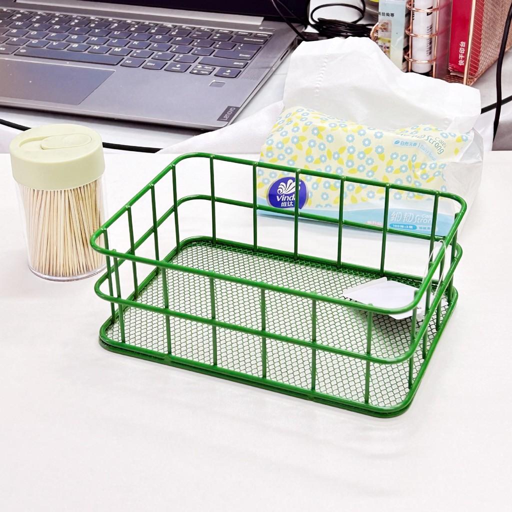 Slim Metal Storage Basket With Steel Mesh Base For Accessories And Small Items