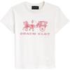 X CLOT Cotton Round Neck Carriage Pattern Casual Regular T-Shirt Women Tops CDR01-WHT