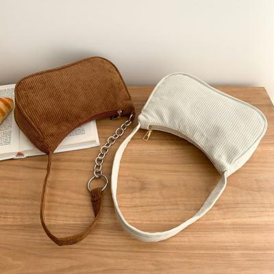 2022 mode Frauen Handtaschen Cord Unterarm Tasche Casual Frauen Schulter Taschen Einfarbig Zipper Weibliche Handtasche Kupplung