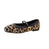 2025 Autumn New Fashion Leopard Print Casual Shoes Metal Decoration Word with Square Head Shallow Mouth Single Shoes Women