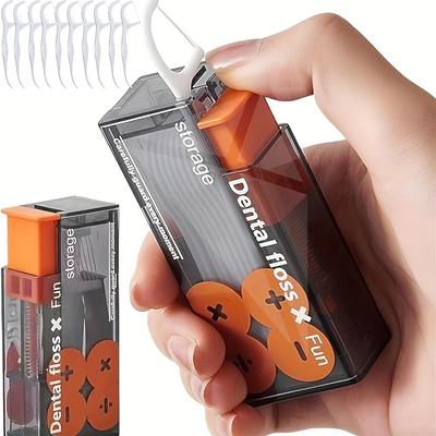 Caixa de Armazenamento Automático de Fio Dental Dispensador Pop-Up de Fio Dental Com 10 Unidades de Fio Dental Cuidado de Higiene Oral Dental Portátil