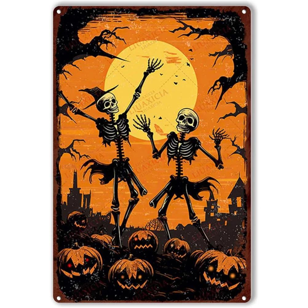 Happy Halloween Plaque Metal Tin Signs Wall Decoration Vintage Art Posters Iron Painting for Man Cave Home Cafe Garden Club Bar