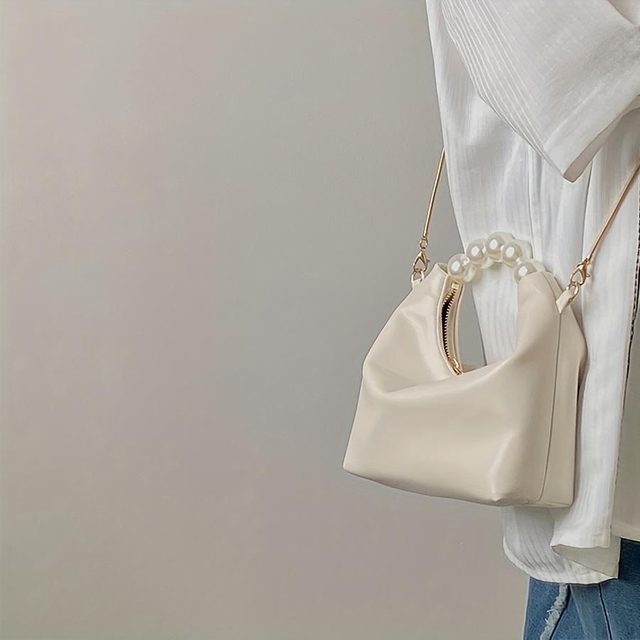 Simulation Pearl Handbag Mini Chain Strap Retro Simple Mobile Phone Bag Shoulder Crossbody Dumpling Bag
