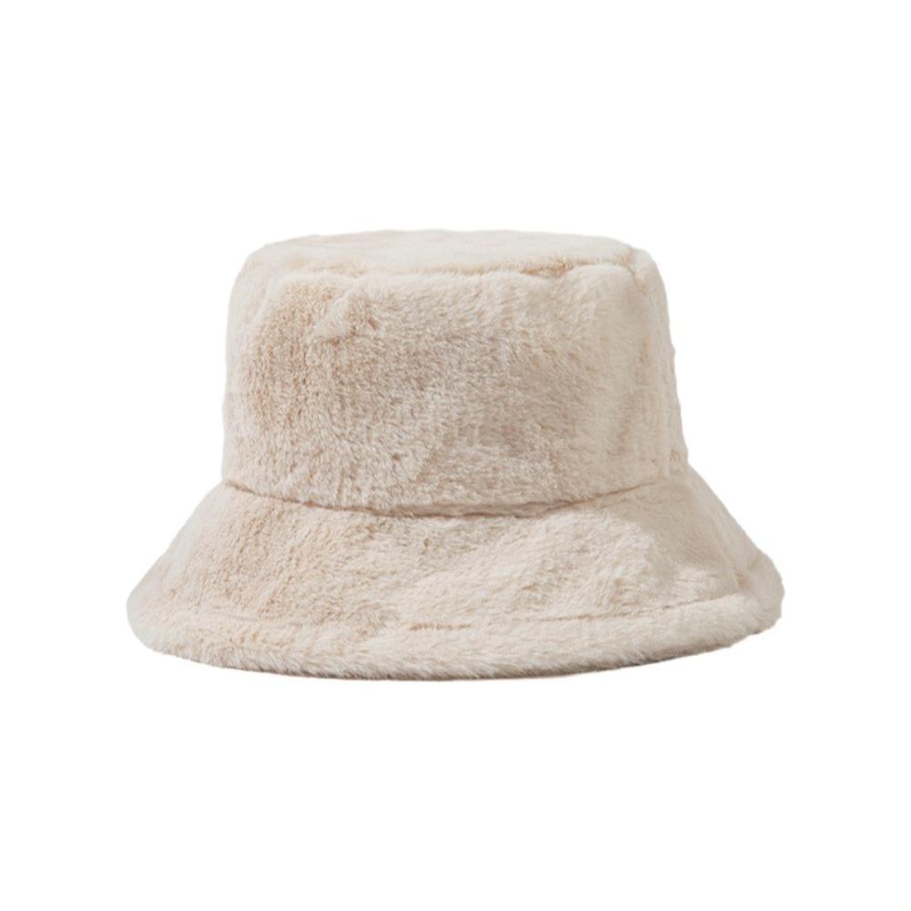 Solid Colors Faux Fur Cap Thickened Warm Fisherman's Hat Fashion Basin Bucket Hats for Women Girl