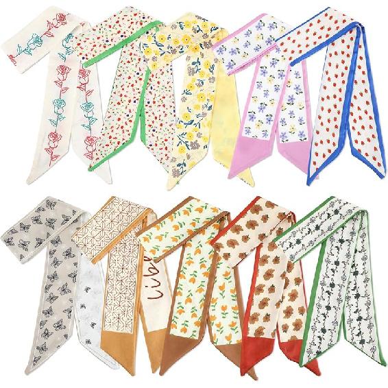 10 Pcs Purse Scarf Headband Scarves Women Skinny Hair Scarf Handbag Ribbon Headband Accessories Neck Decorative Retro