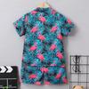 Jungen Sommer Blumen-Revers-Strickjacke Hemd und Shorts Set