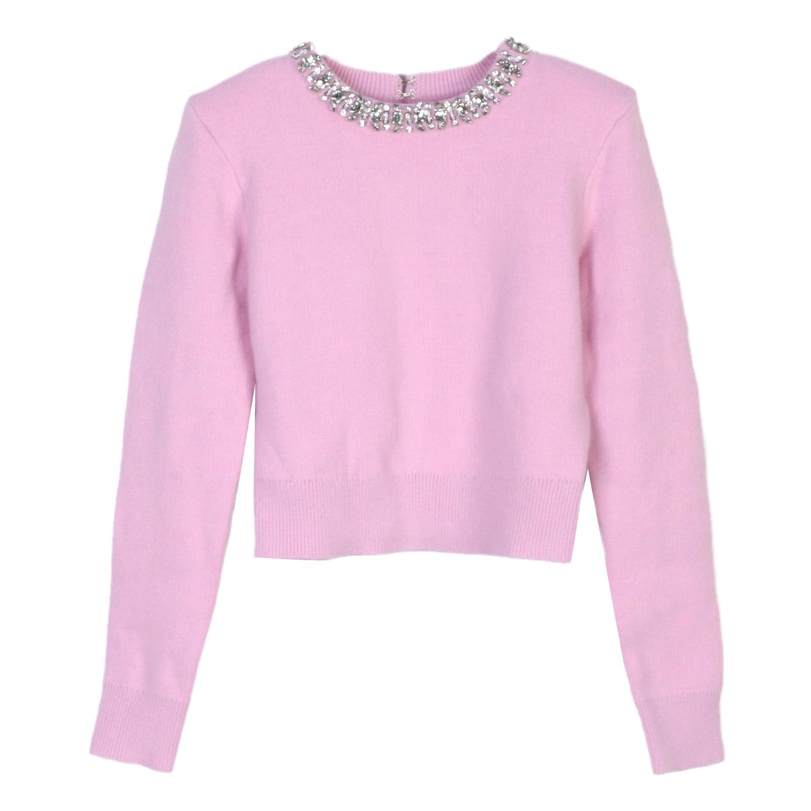 

Женский свитер French S House ручной вязки с круглым вырезом, украшенный бриллиантами, с короткими и длинными рукавами - Коллекция Осень/Зима M