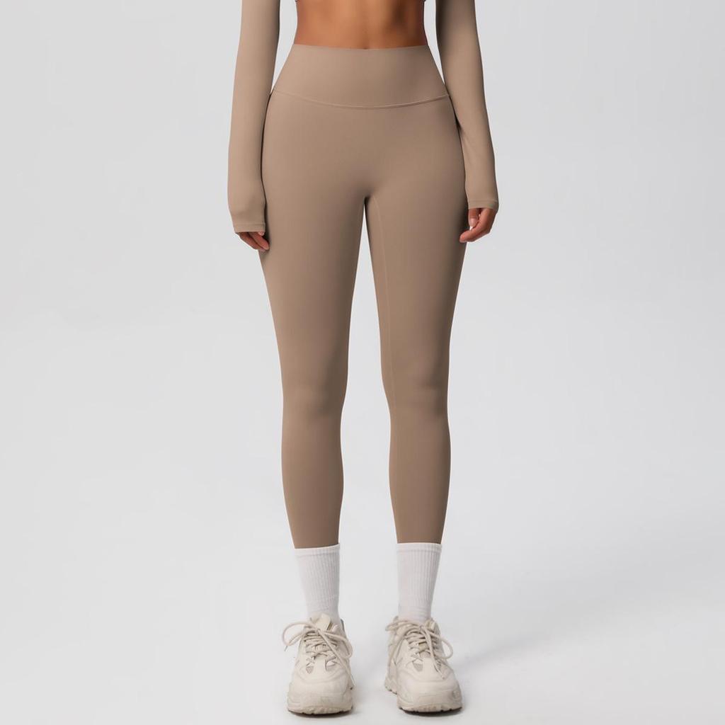 High-Waist Quick-Dry Double-Sided Brushed Yoga Pants for Running and Fitness Moisture-Wicking Athletic Tights